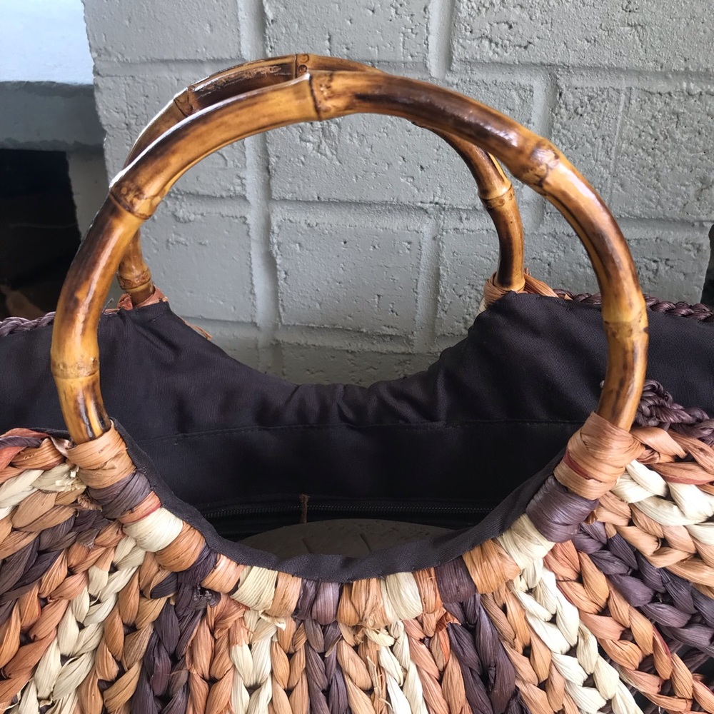 Boho Straw Rattan Tote - Picture 5 of 9